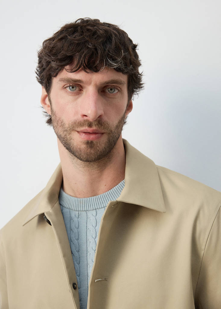 Water-repellent gabardine with pockets — Beige
