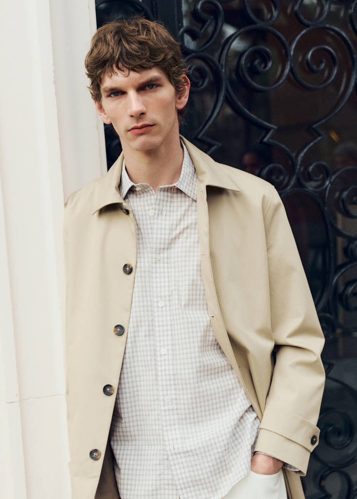 Water-repellent gabardine with pockets — Beige