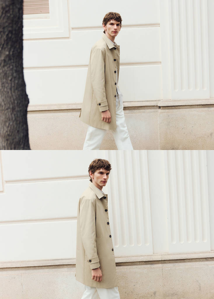 Water-repellent gabardine with pockets — Beige