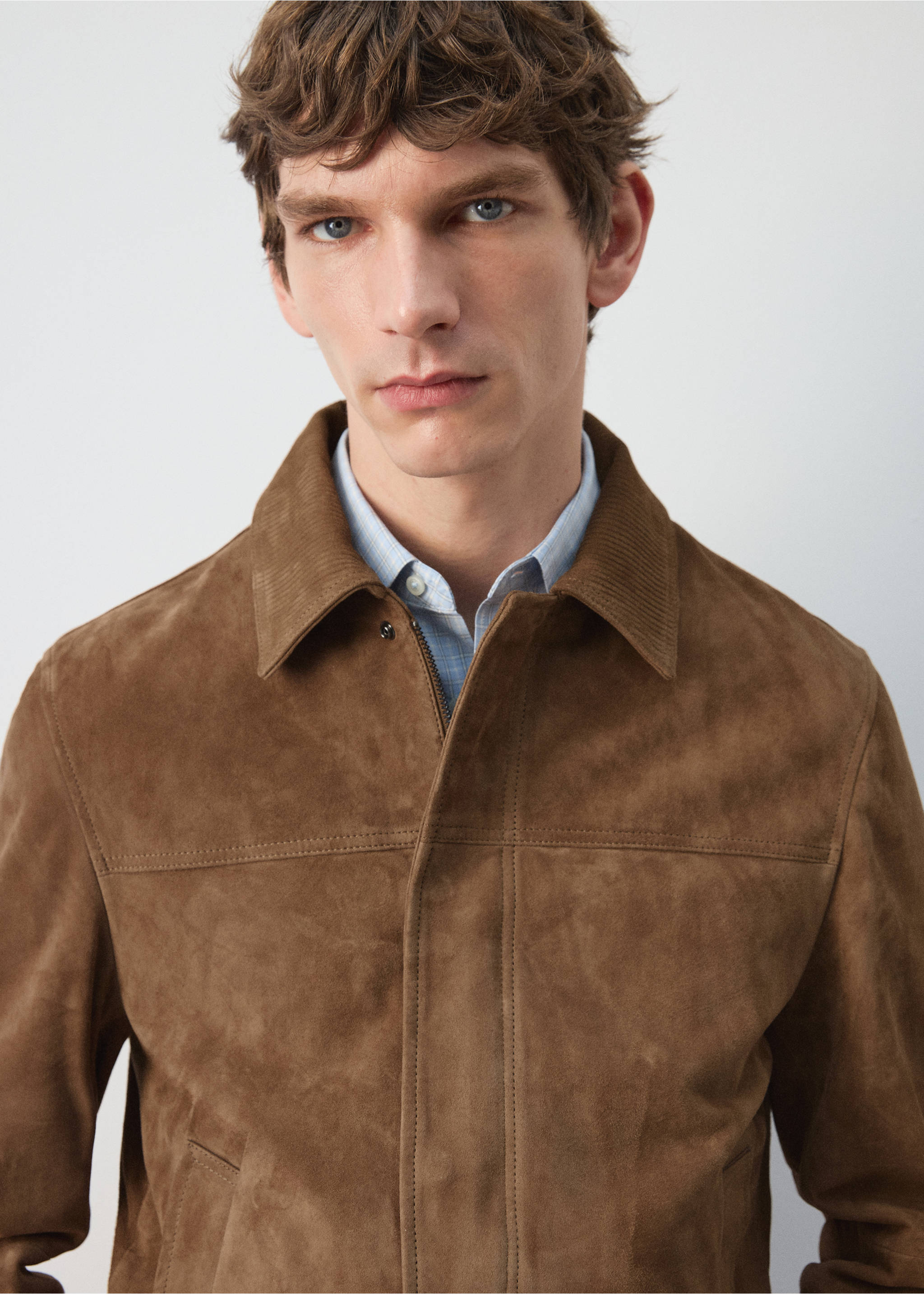 Cazadora 100% piel ante bolsillos - Detalle del artículo 1, Cognac. Ref: 27074406-00.