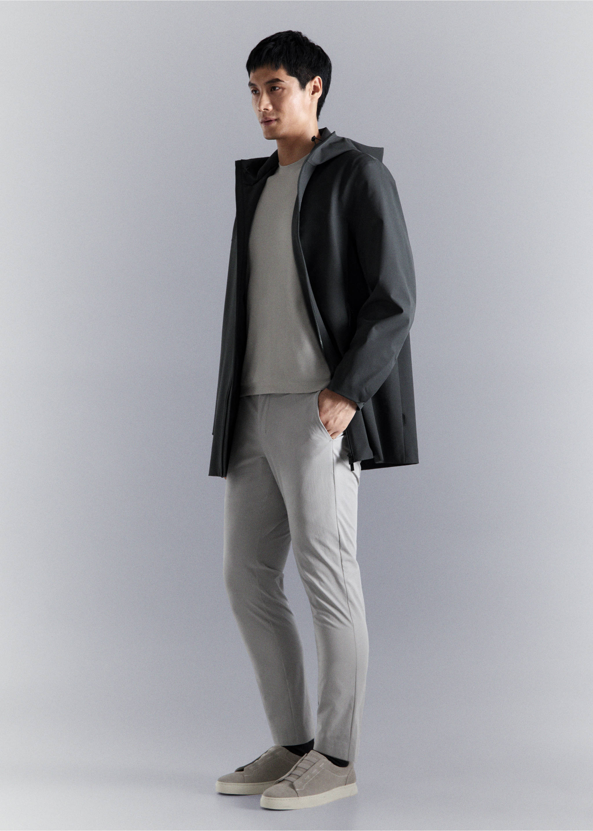 Pantalón slim fit water-repellent - Plano general, Gris hielo. Ref: 27074407-00.