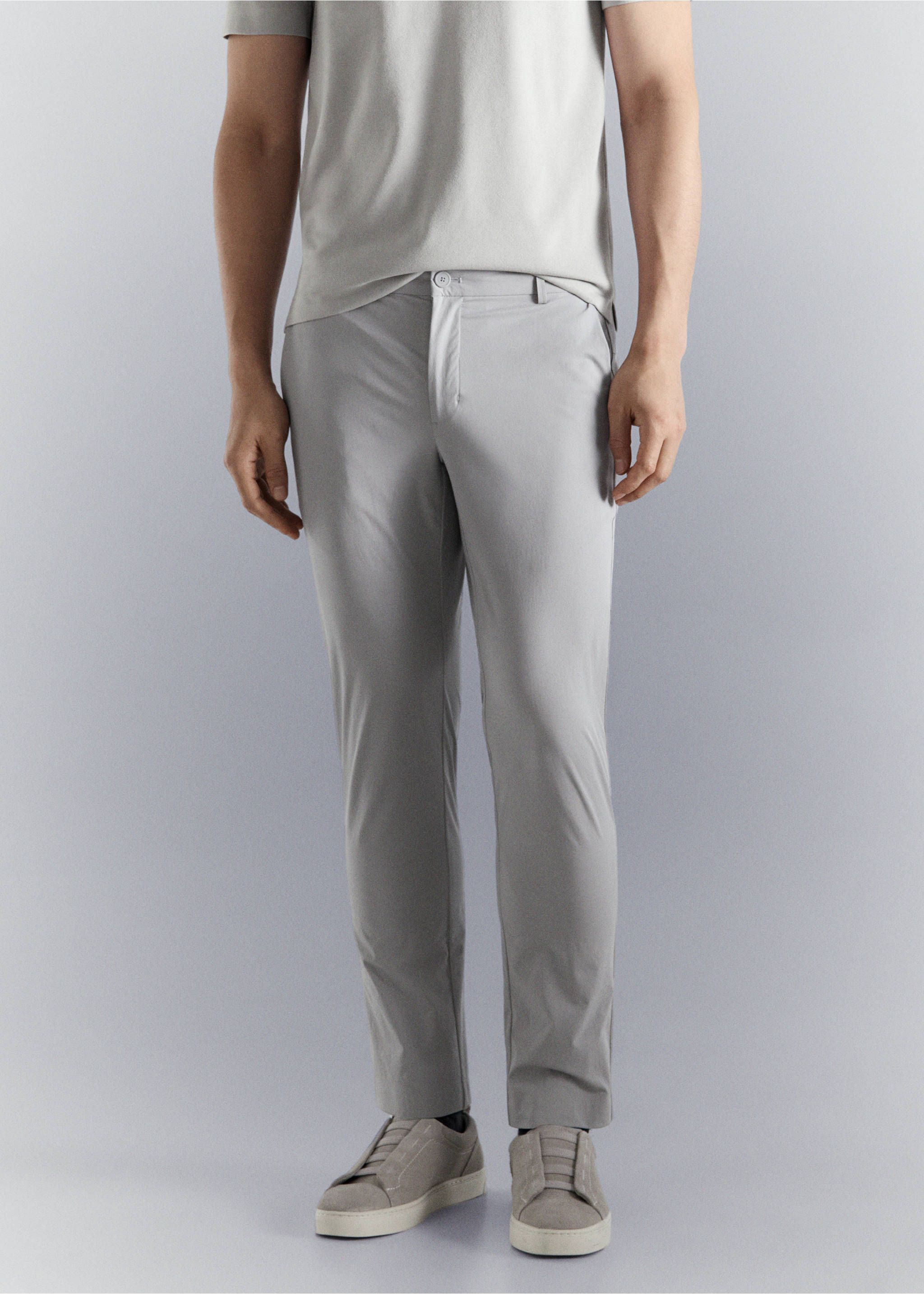 Pantalón slim fit water-repellent - Plano medio, Gris hielo. Ref: 27074407-00.
