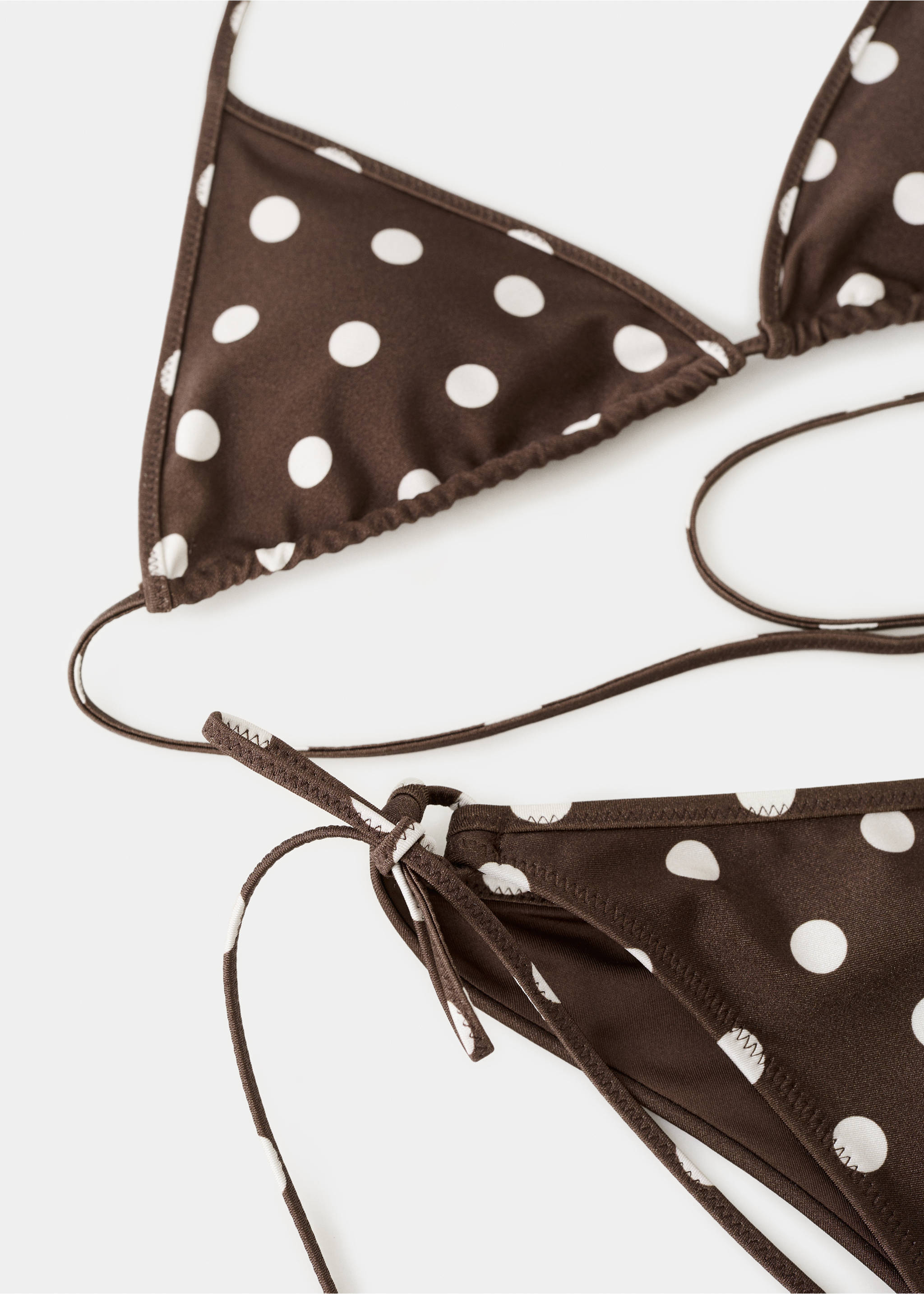 Polka dot triangle bikini top - Details of the article 0, Brown. Ref: 27074414-00.