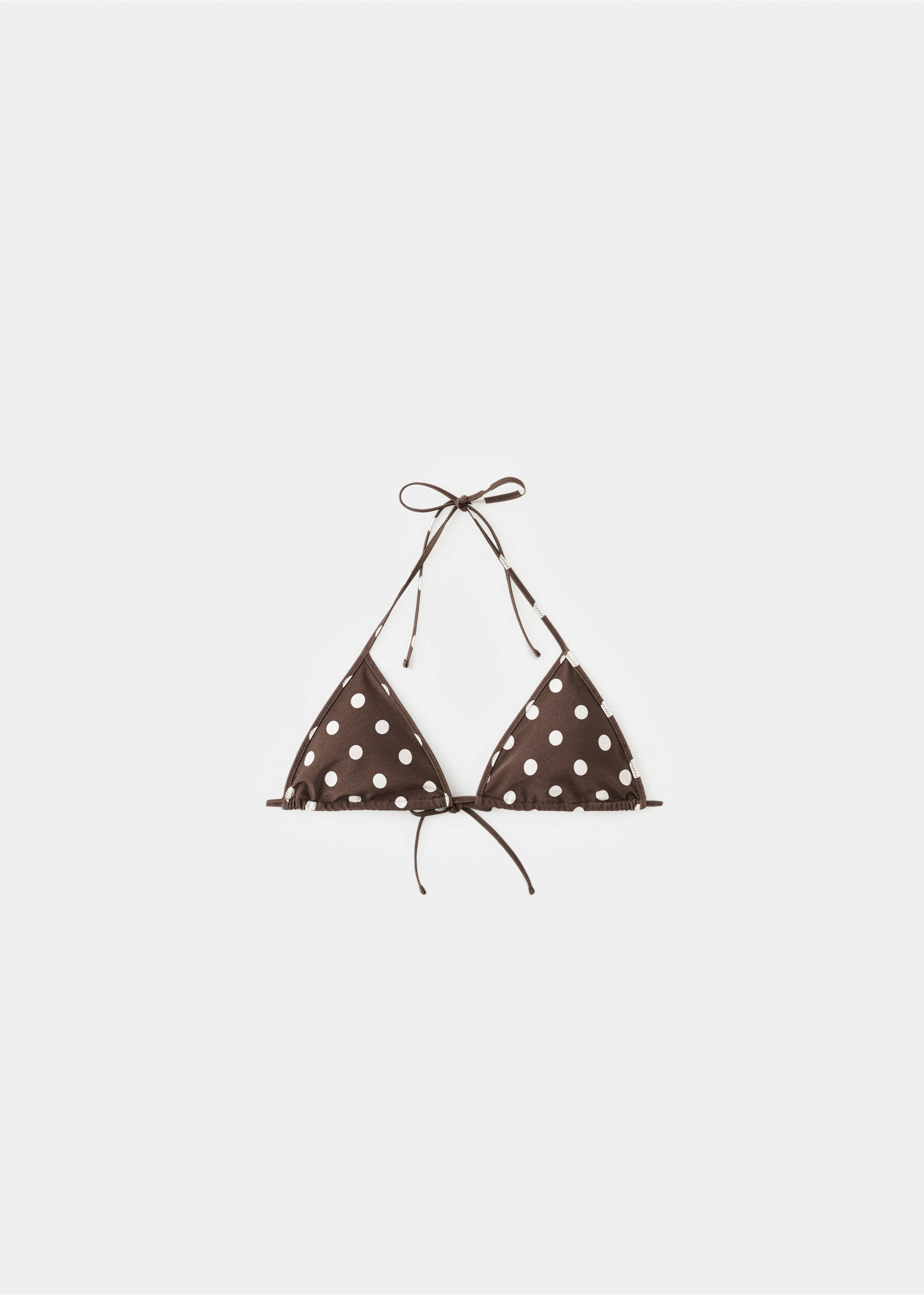 도트 패턴 삼각형 비키니 탑 - 모델 없는 상품, 브라운. Ref: 27074414-00.