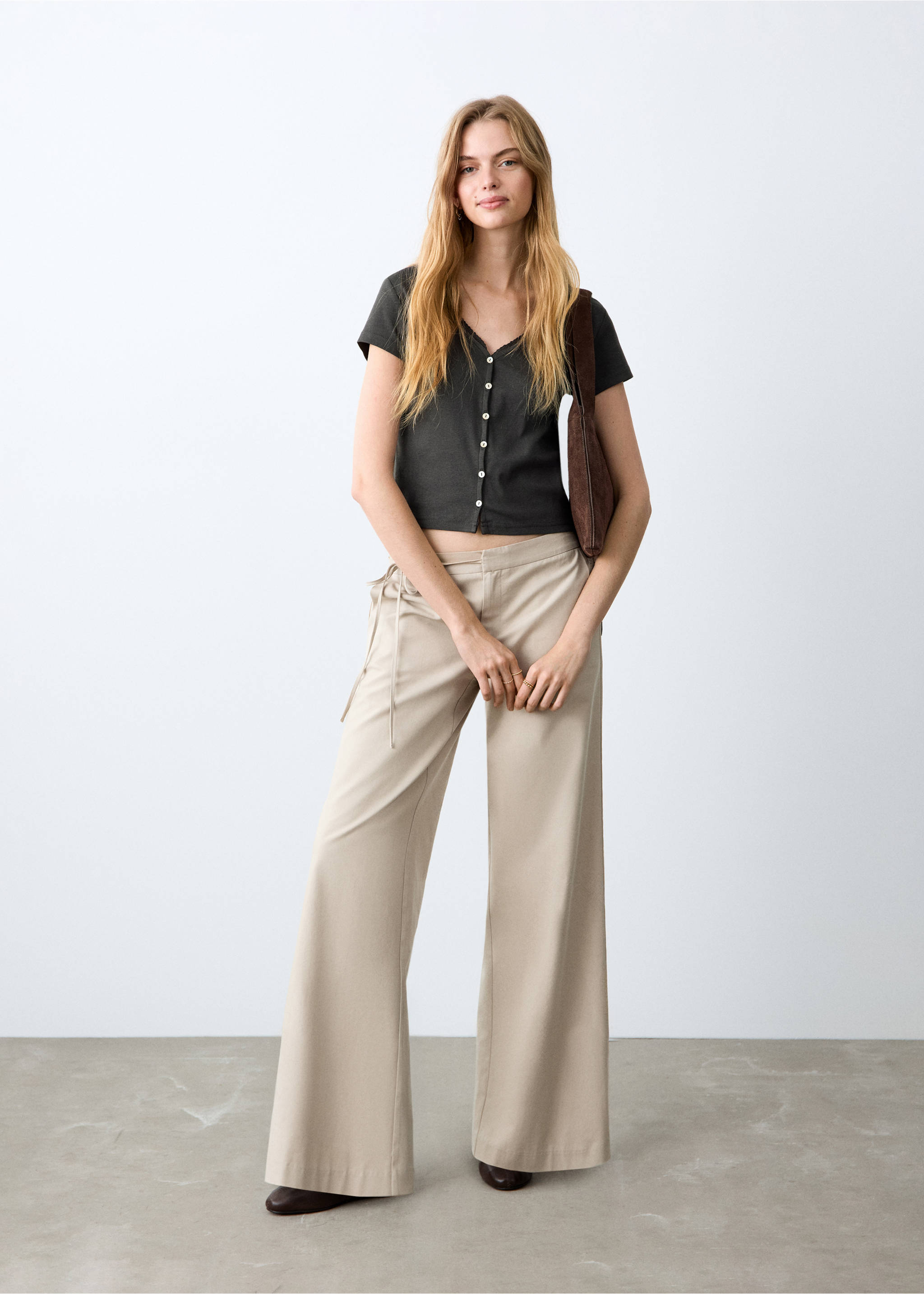 Buttoned cotton T-shirt - General plane, Charcoal. Ref: 27074415-00.