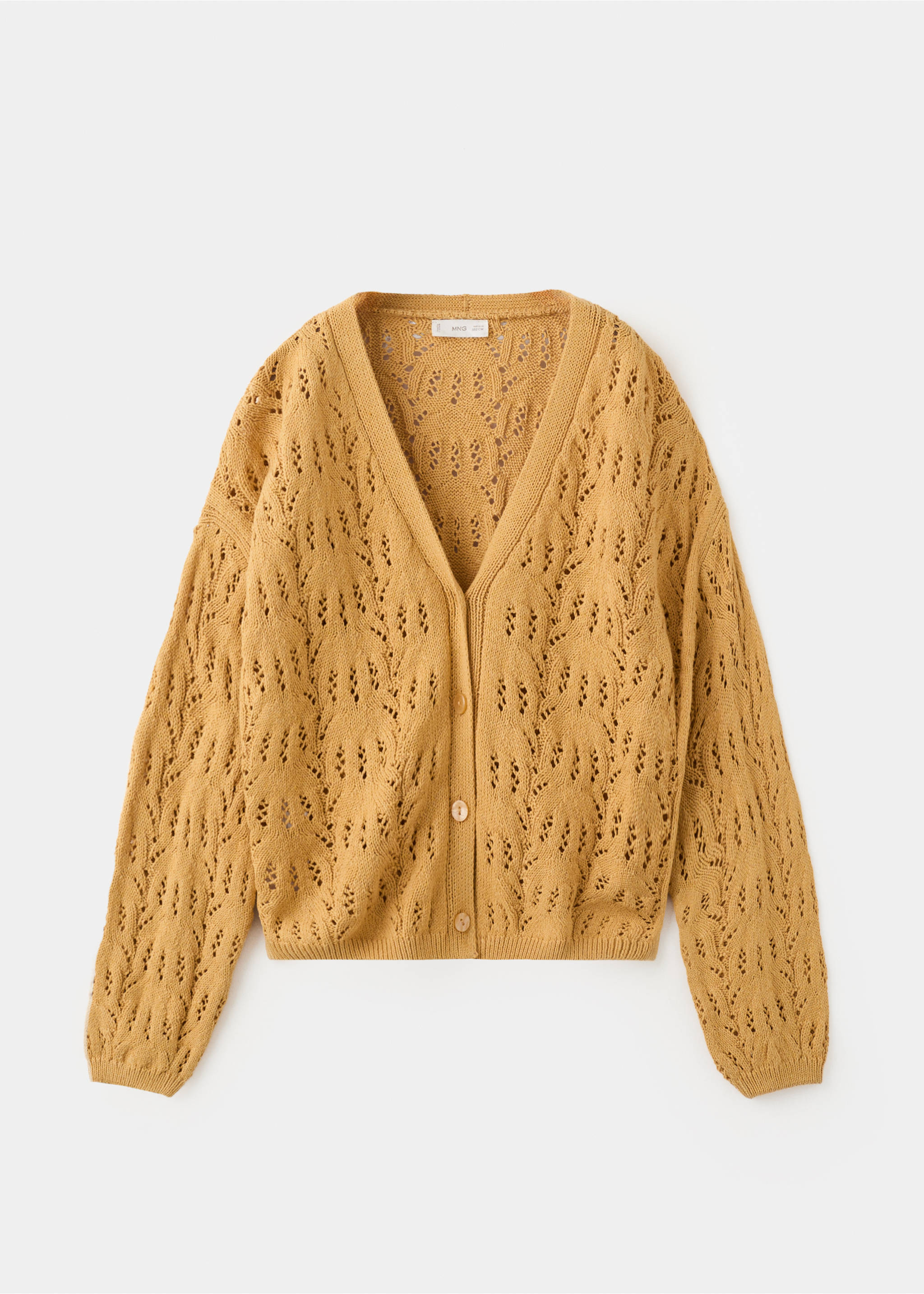 Openwork knit cardigan - Article without model, Mustard. Ref: 27074423-00.