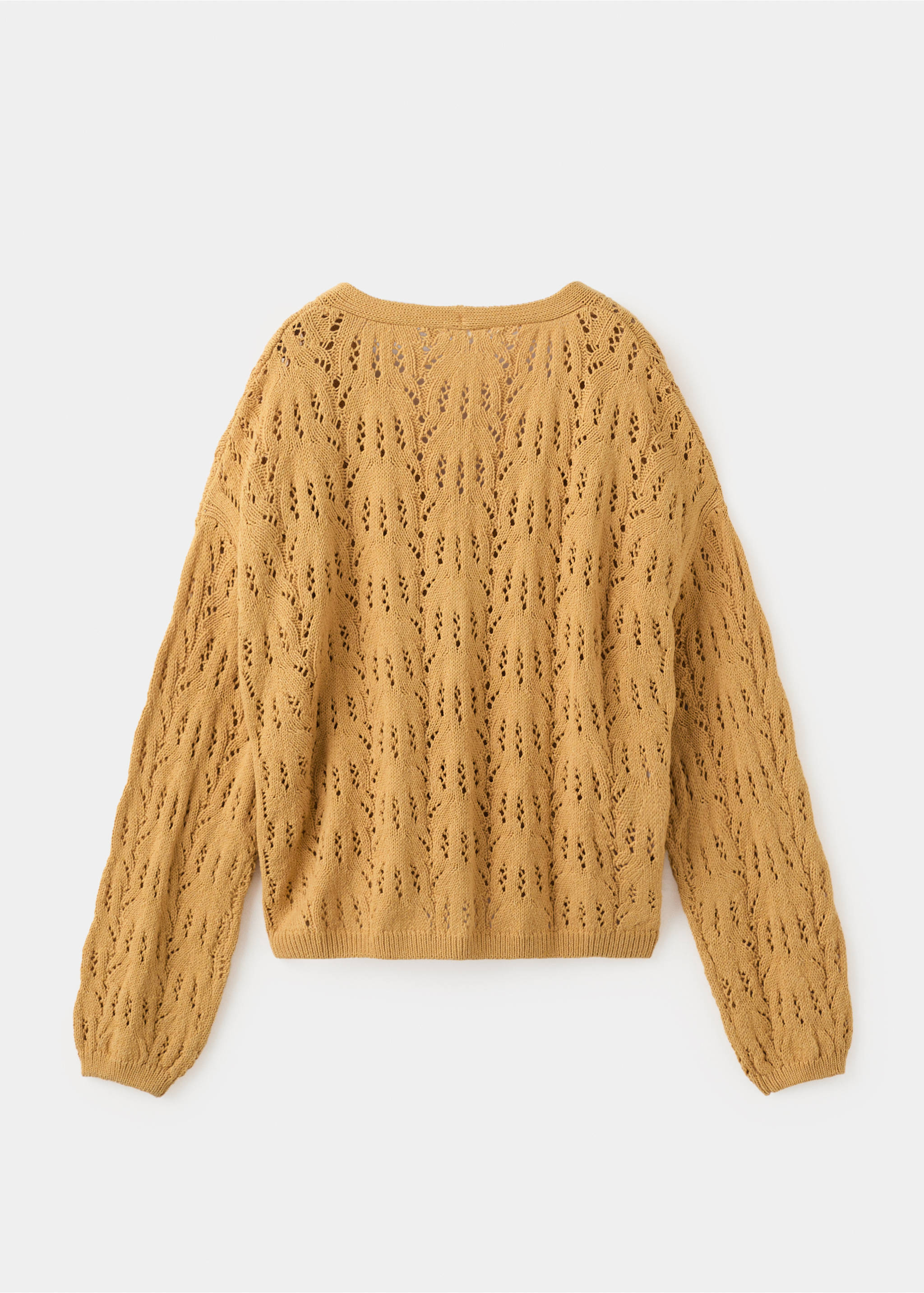 Openwork knit cardigan - Reverse of the article, Mustard. Ref: 27074423-00.