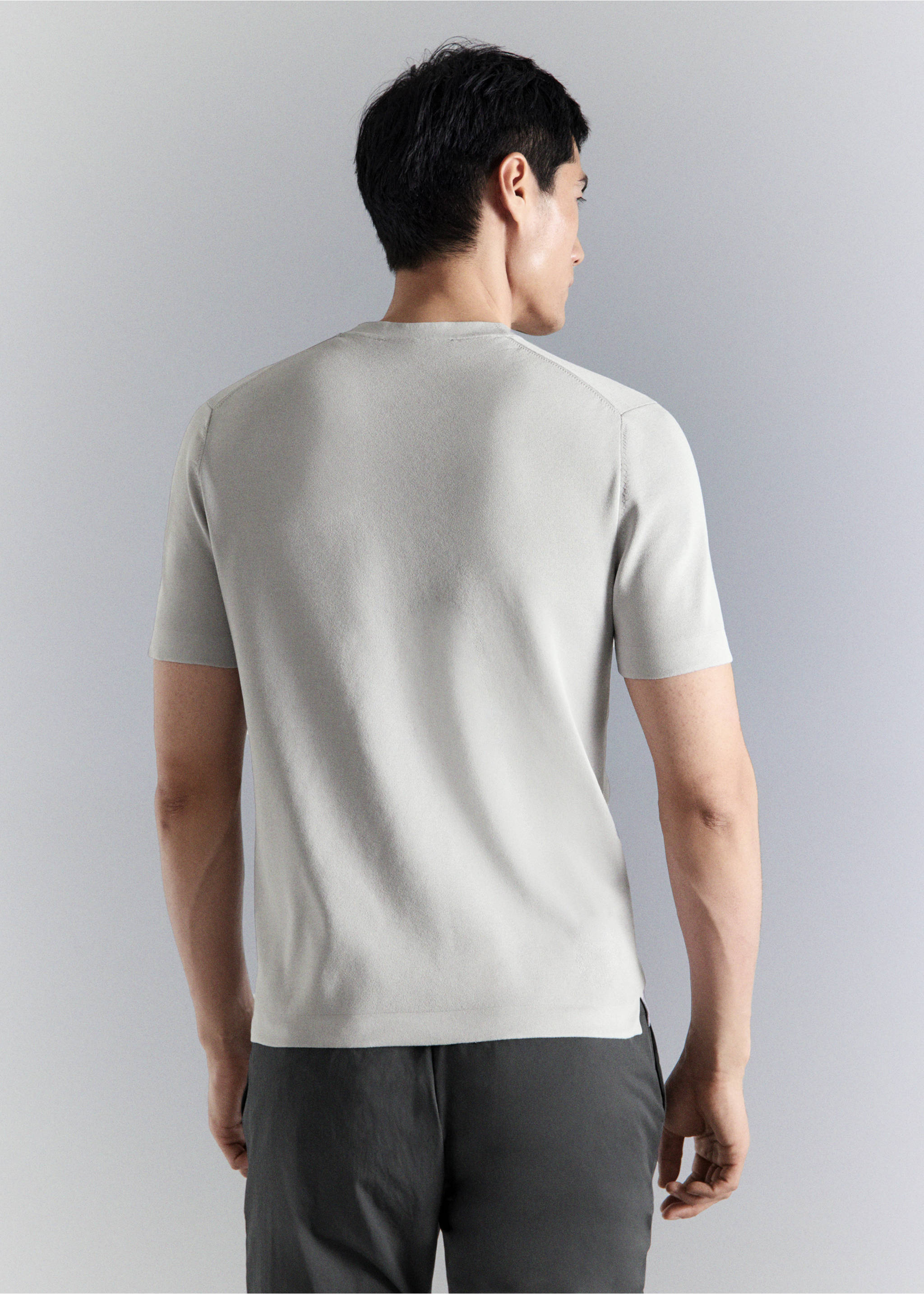 Camiseta punto comfort stretch - Reverso del artículo, Gris hielo. Ref: 27074428-00.