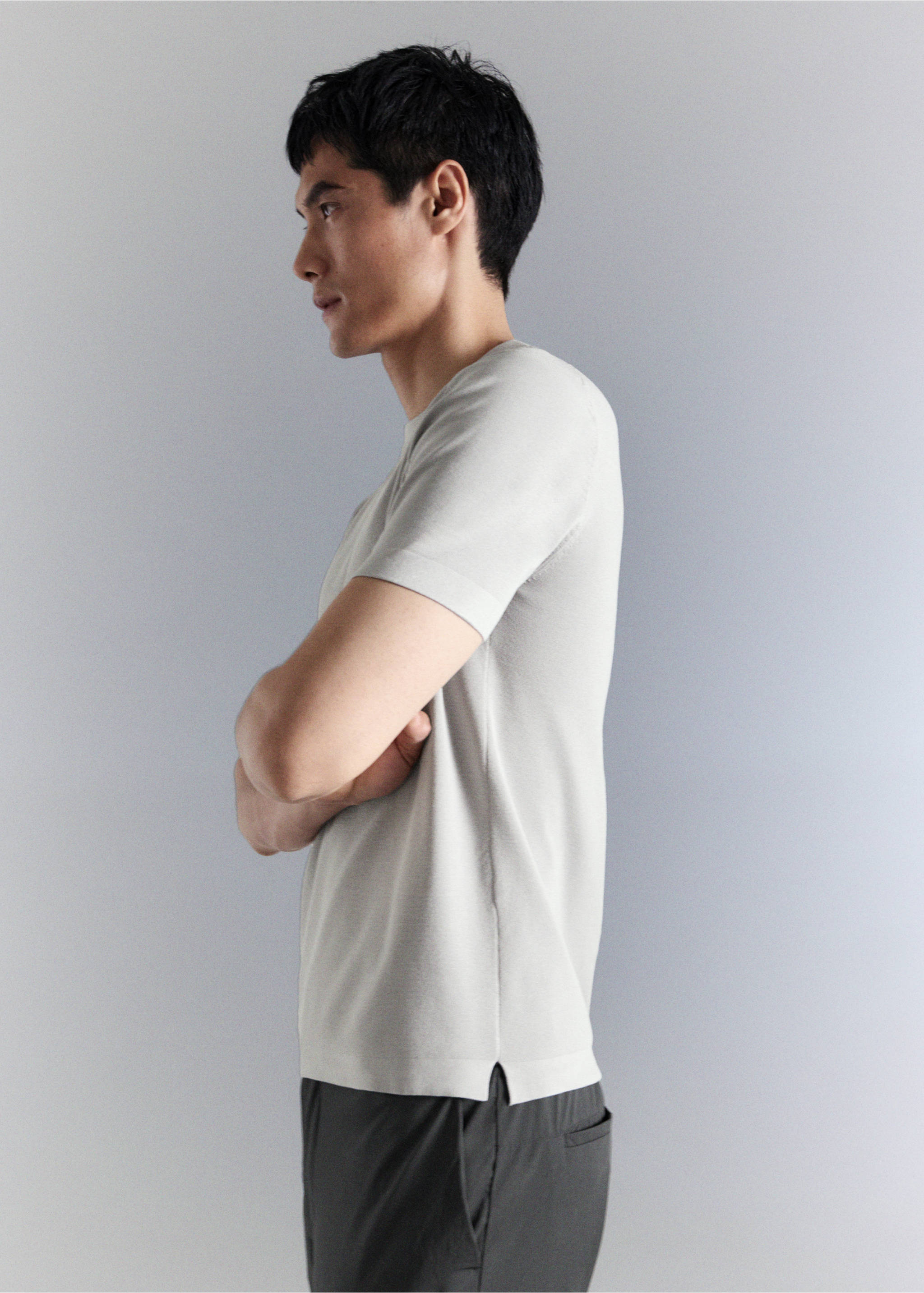 Camiseta punto comfort stretch - Detalle del artículo 2, Gris hielo. Ref: 27074428-00.