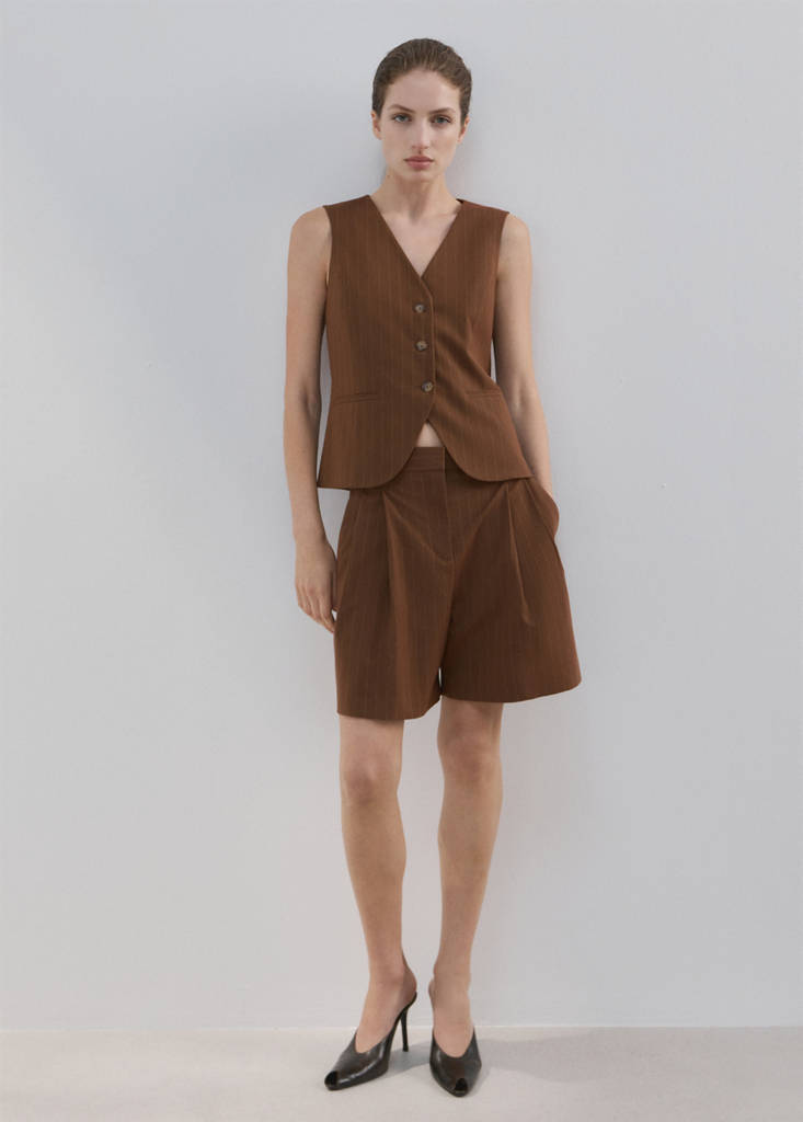 Pinstriped suit waistcoat — Caramel