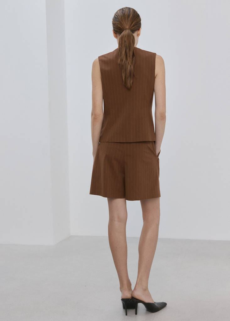 Pinstriped suit waistcoat — Caramel