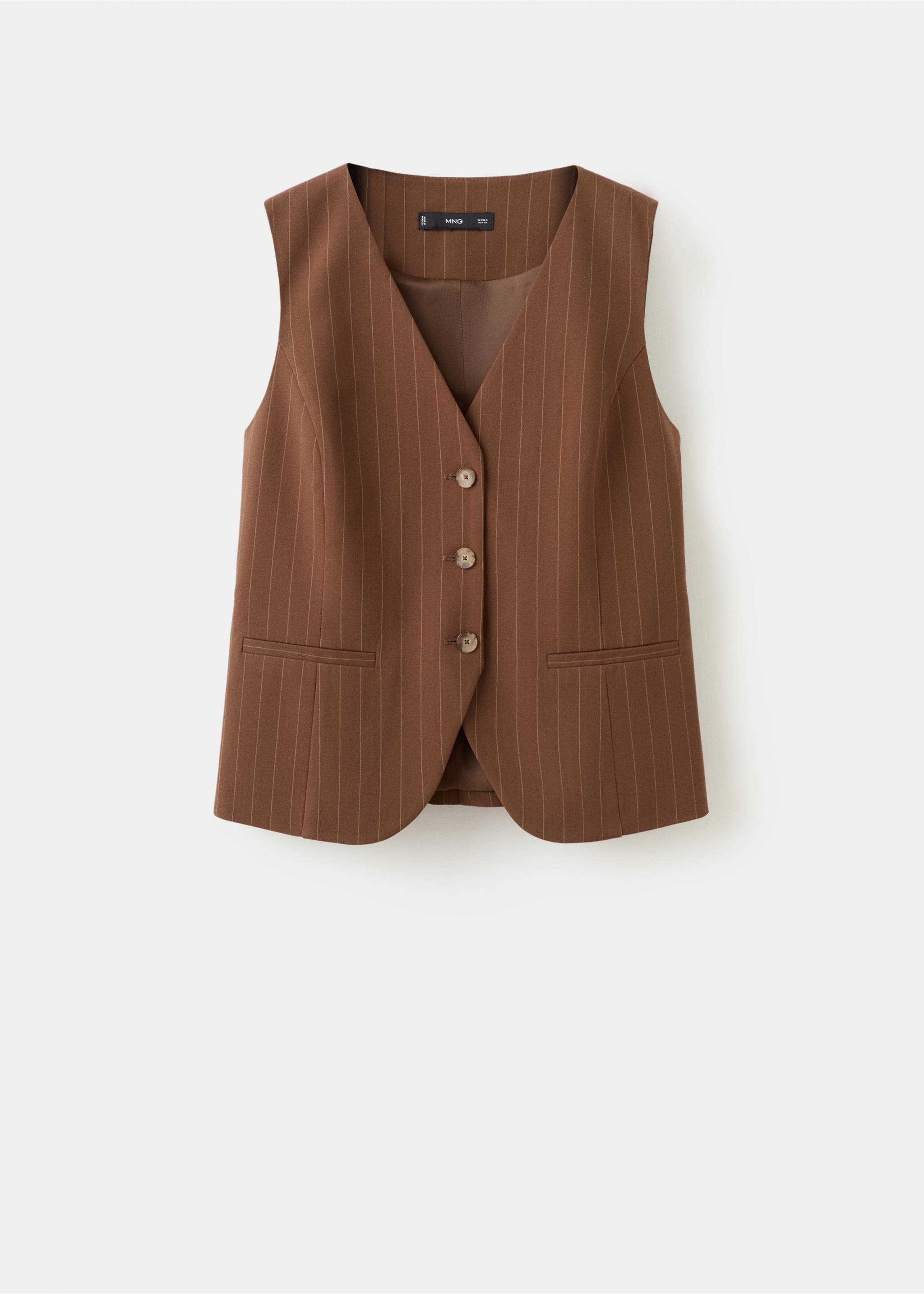 Pinstriped suit waistcoat - Article without model, Caramel. Ref: 27074429-00.