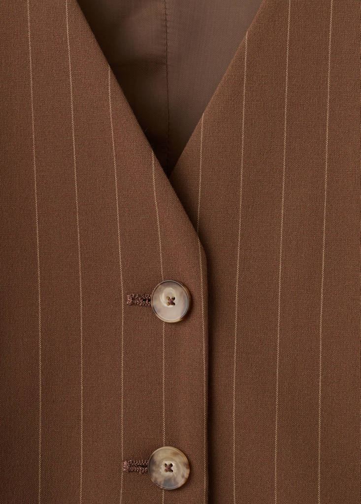 Pinstriped suit waistcoat — Caramel
