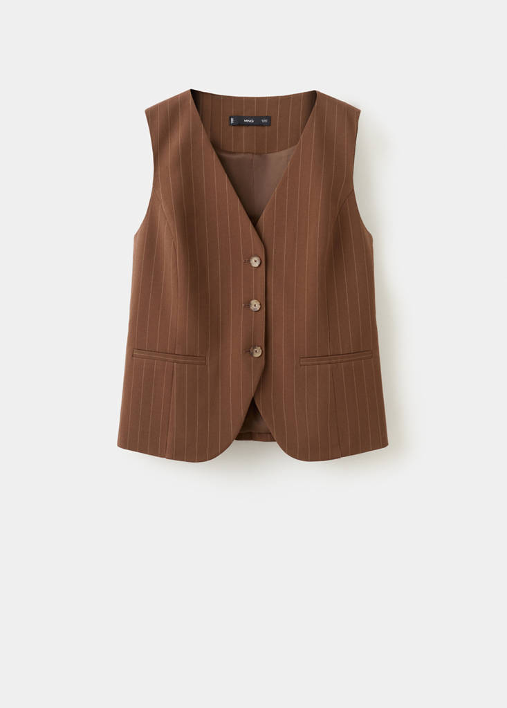 Pinstriped suit waistcoat — Caramel