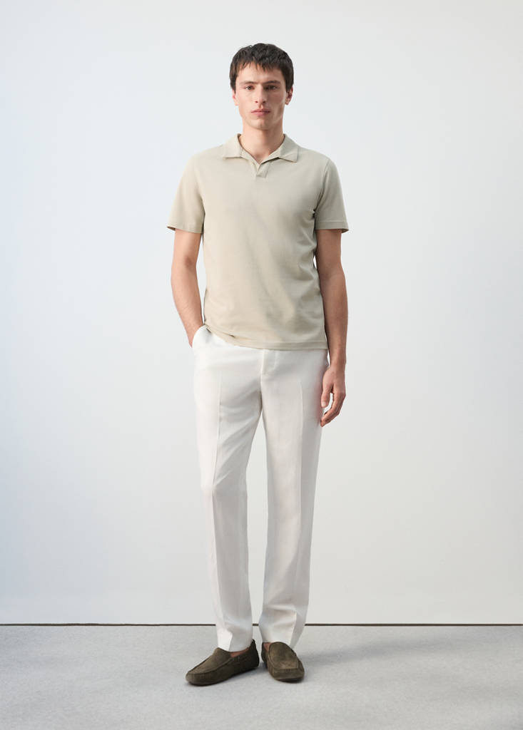 Slim fit piqué polo — Beige