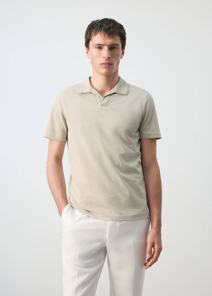 Slim fit piqué polo — Beige