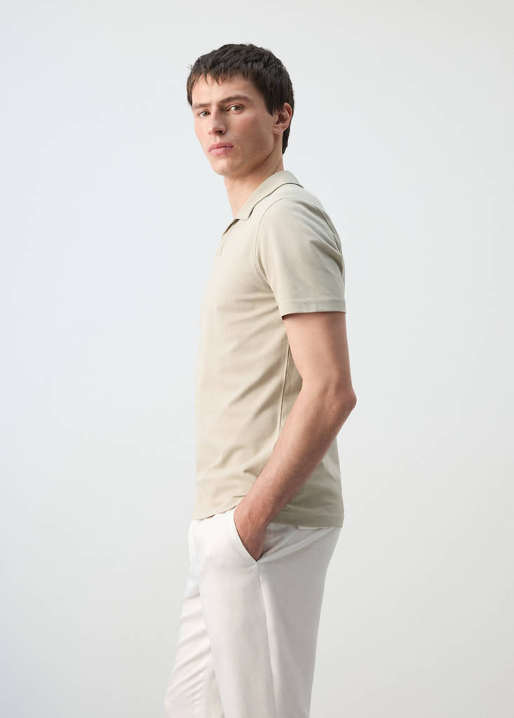 Slim fit piqué polo — Beige