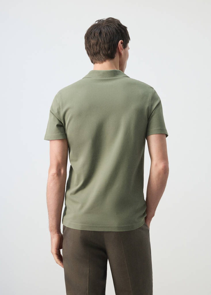 Slim fit piqué polo — Khaki