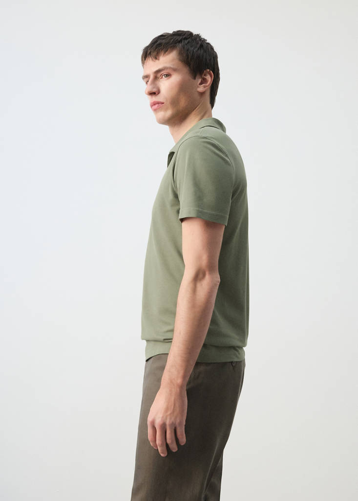 Slim fit piqué polo — Khaki