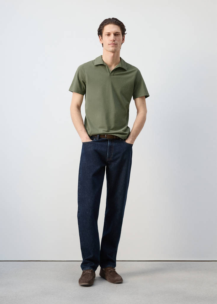 Slim fit piqué polo — Khaki
