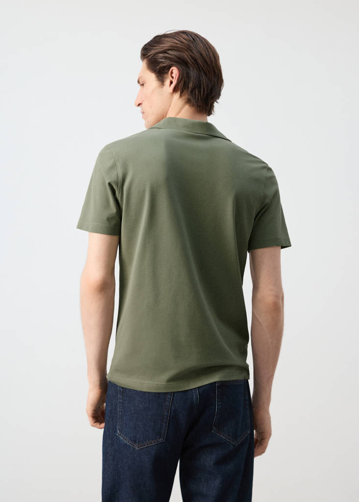 Slim fit piqué polo — Khaki