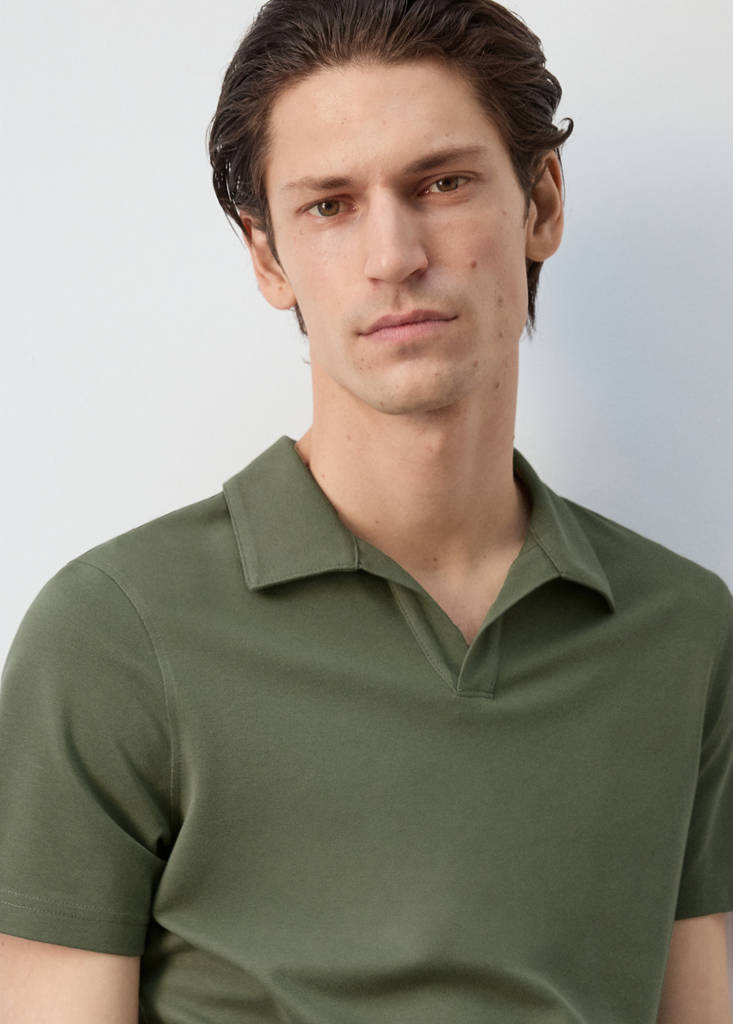 Slim fit piqué polo — Khaki