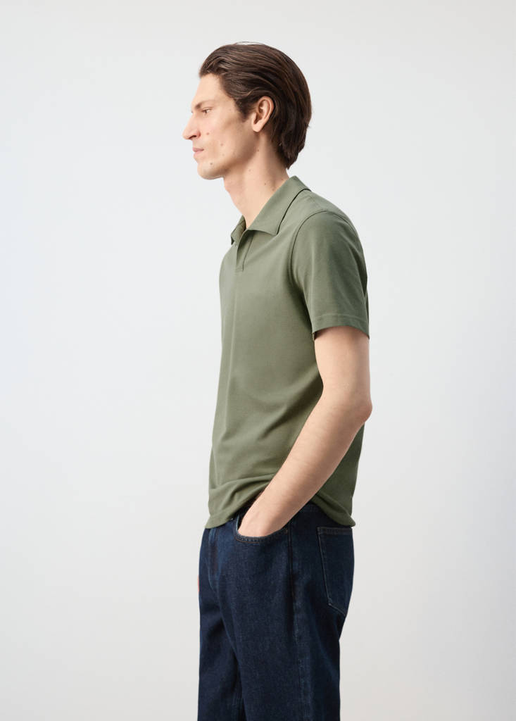 Slim fit piqué polo — Khaki