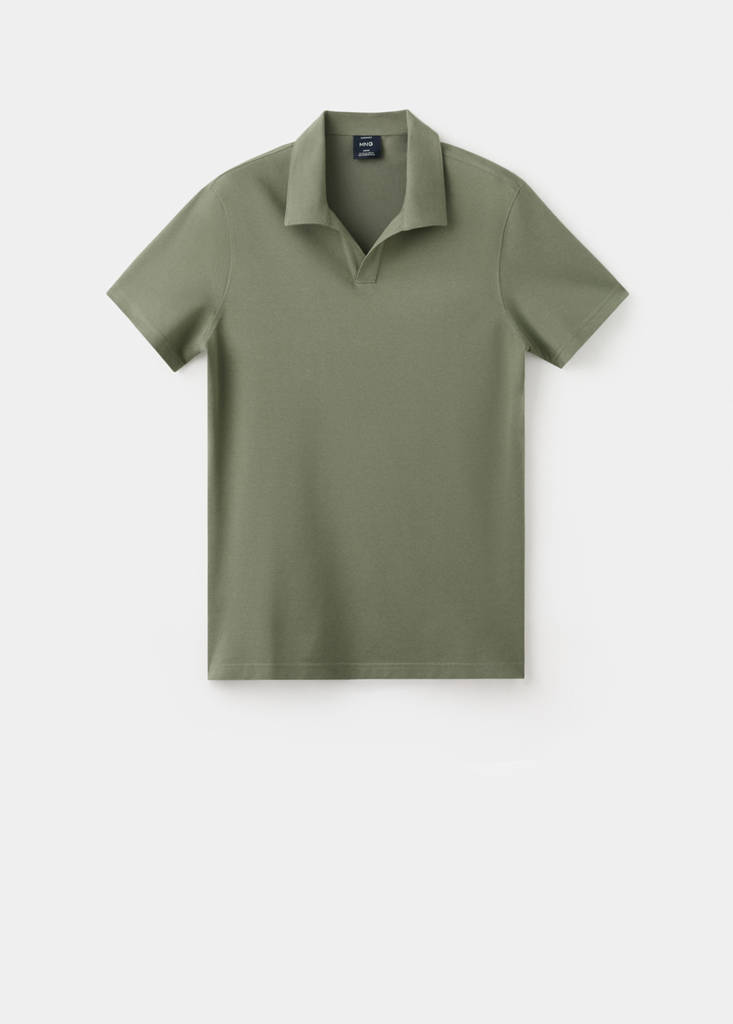 Slim fit piqué polo — Khaki