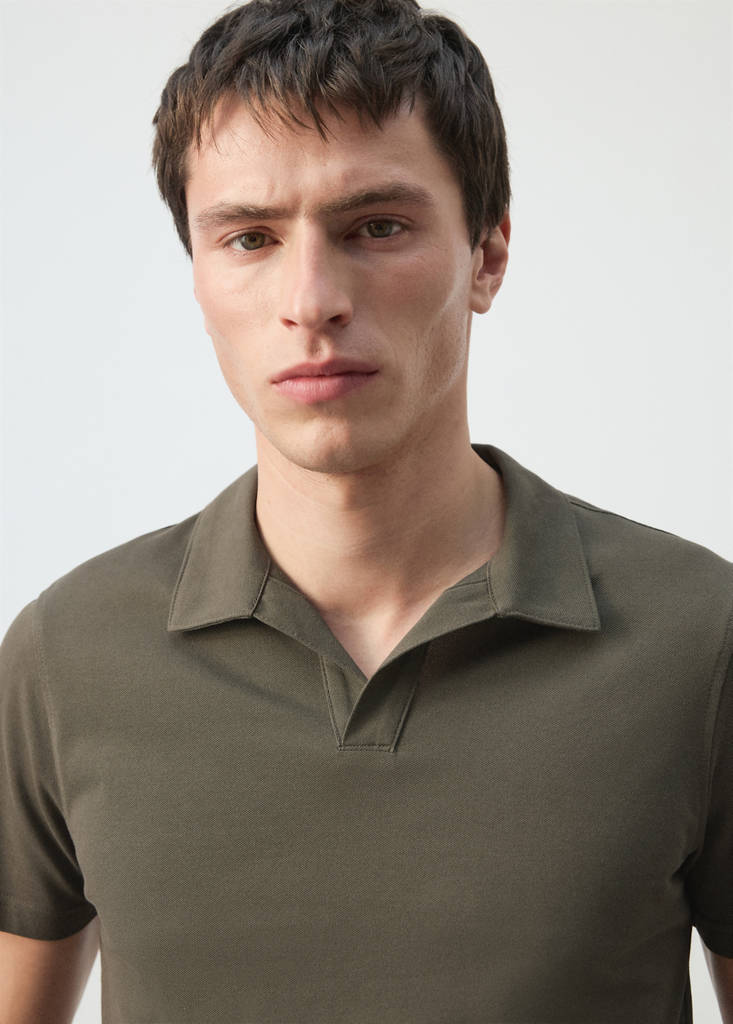 Slim fit piqué polo — Dark Green