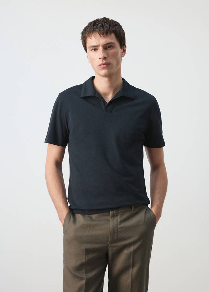 Slim fit piqué polo — Navy