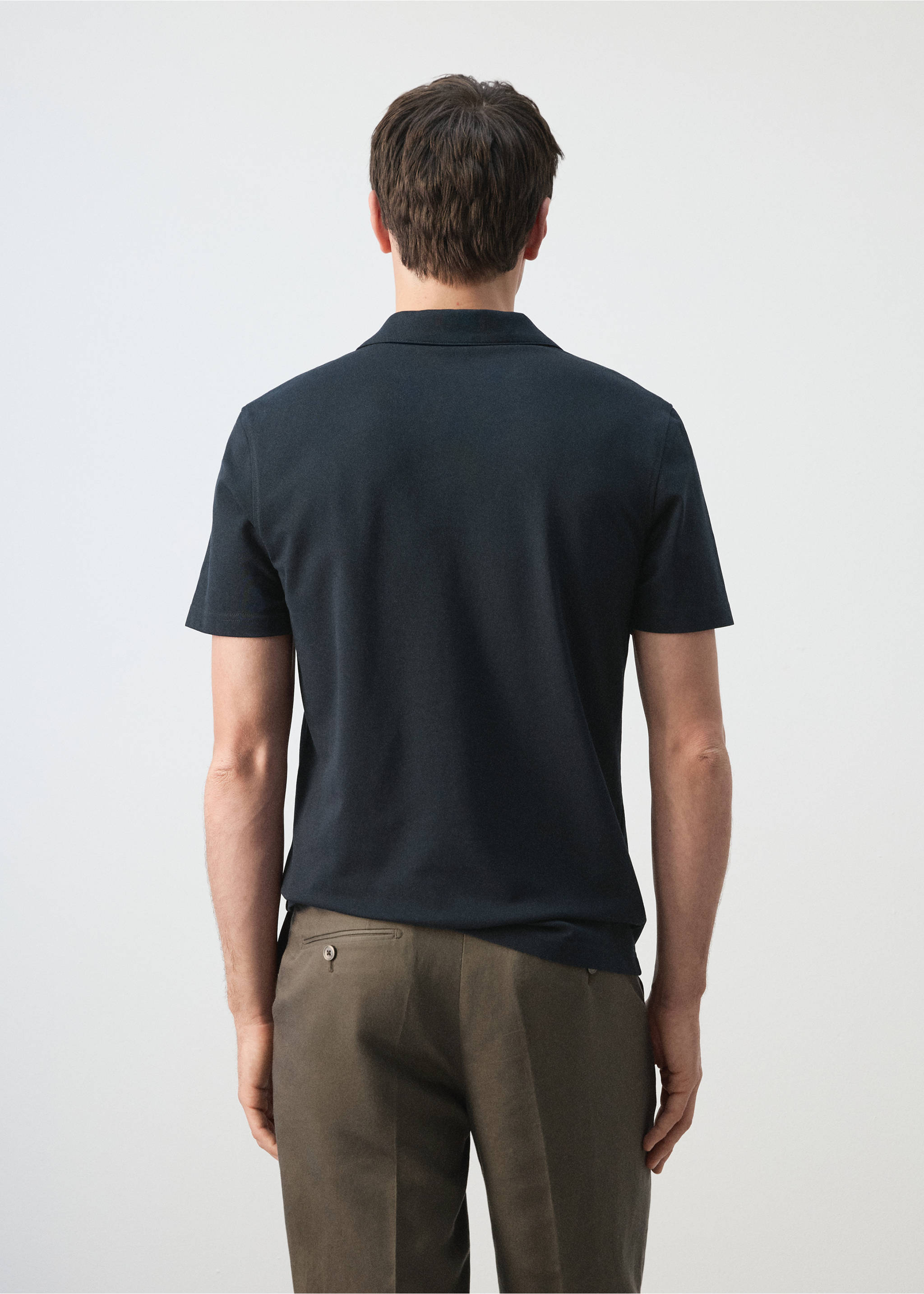Slim fit piqué polo - Reverse of the article, Navy. Ref: 27074430-00.