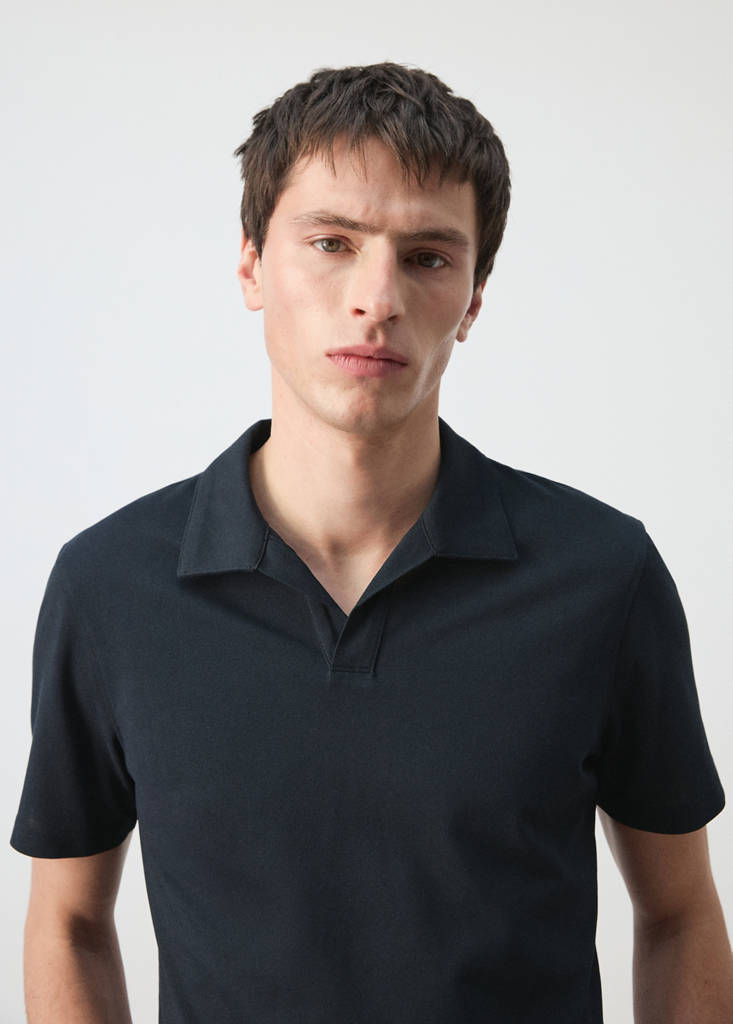 Slim fit piqué polo — Navy