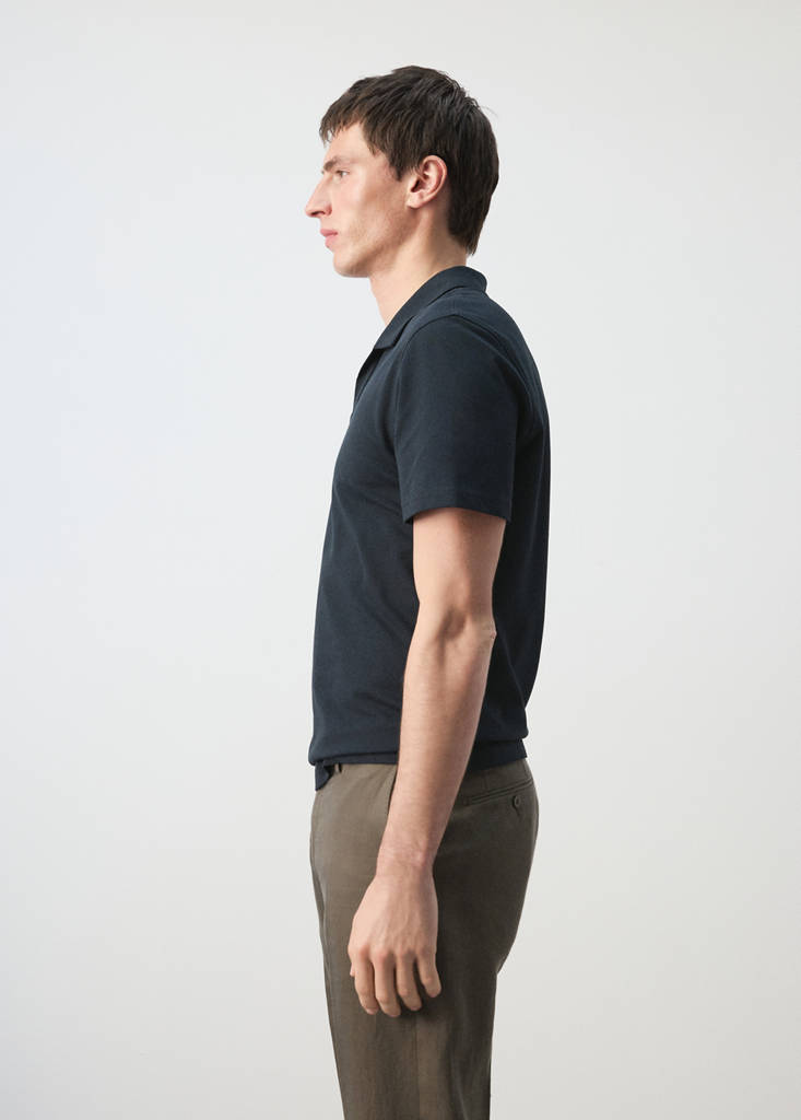 Slim fit piqué polo — Navy