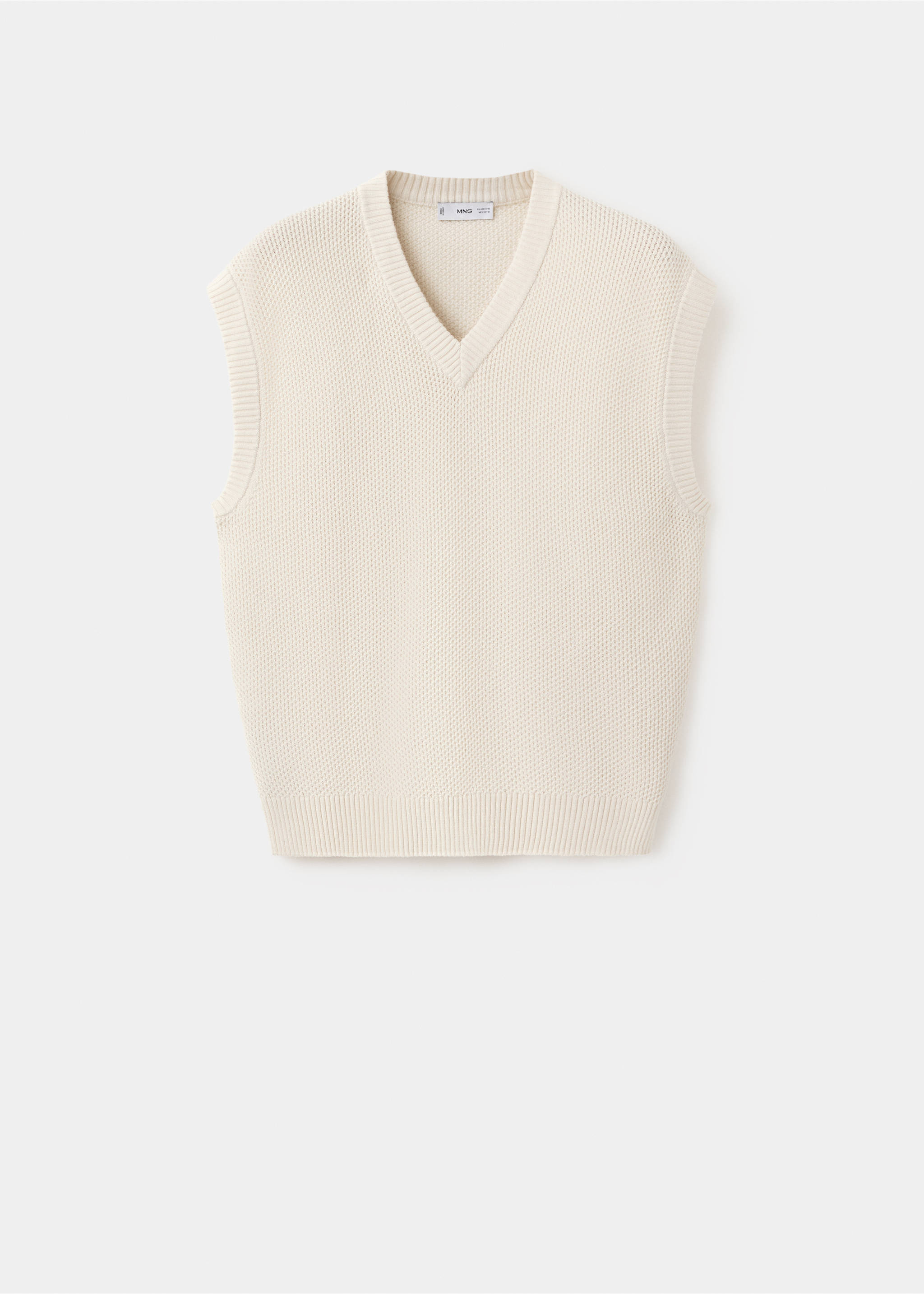 Microstructure knit gilet - Article without model, Ecru. Ref: 27074431-00.