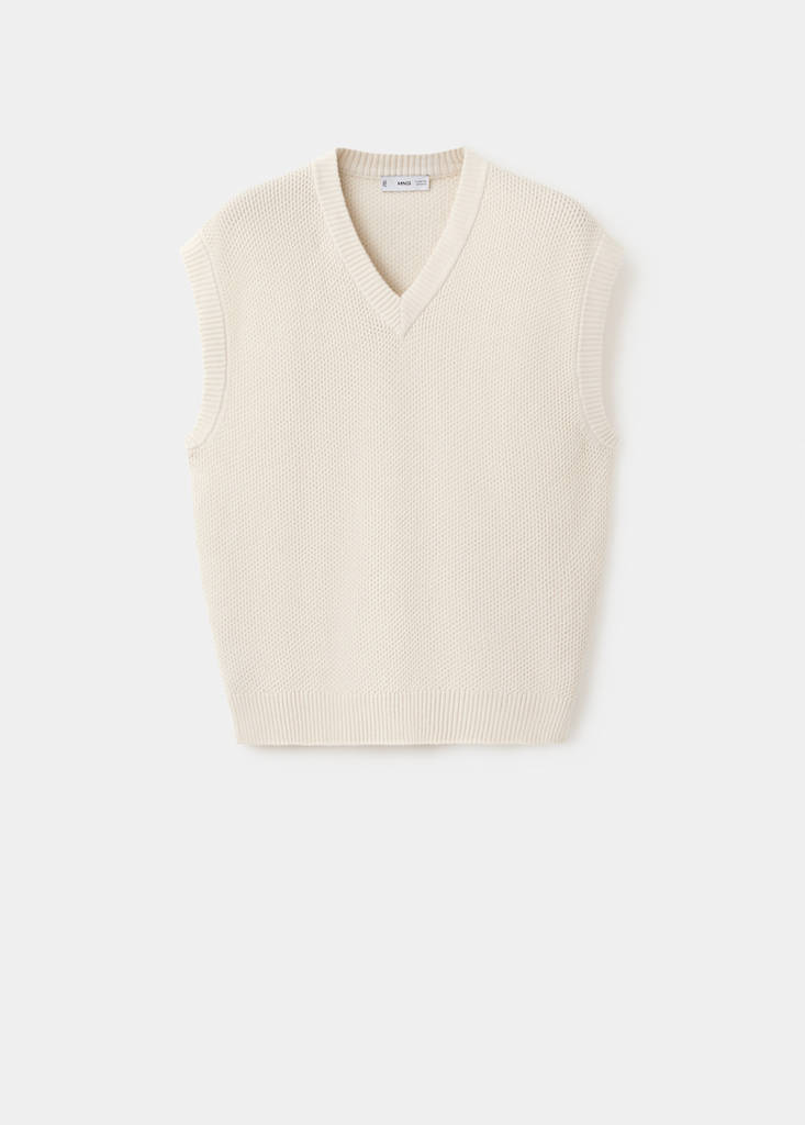 Microstructure knit gilet — Ecru