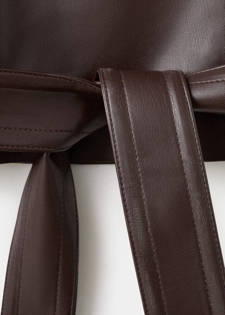 Faux-leather jacket with maxi lapels — Maroon