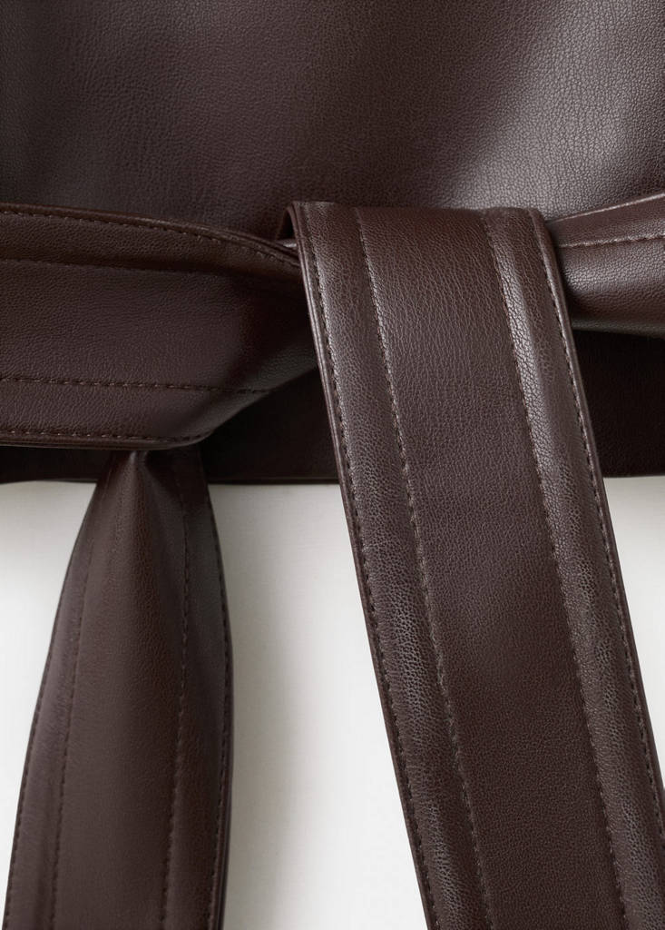 Faux-leather jacket with maxi lapels — Maroon