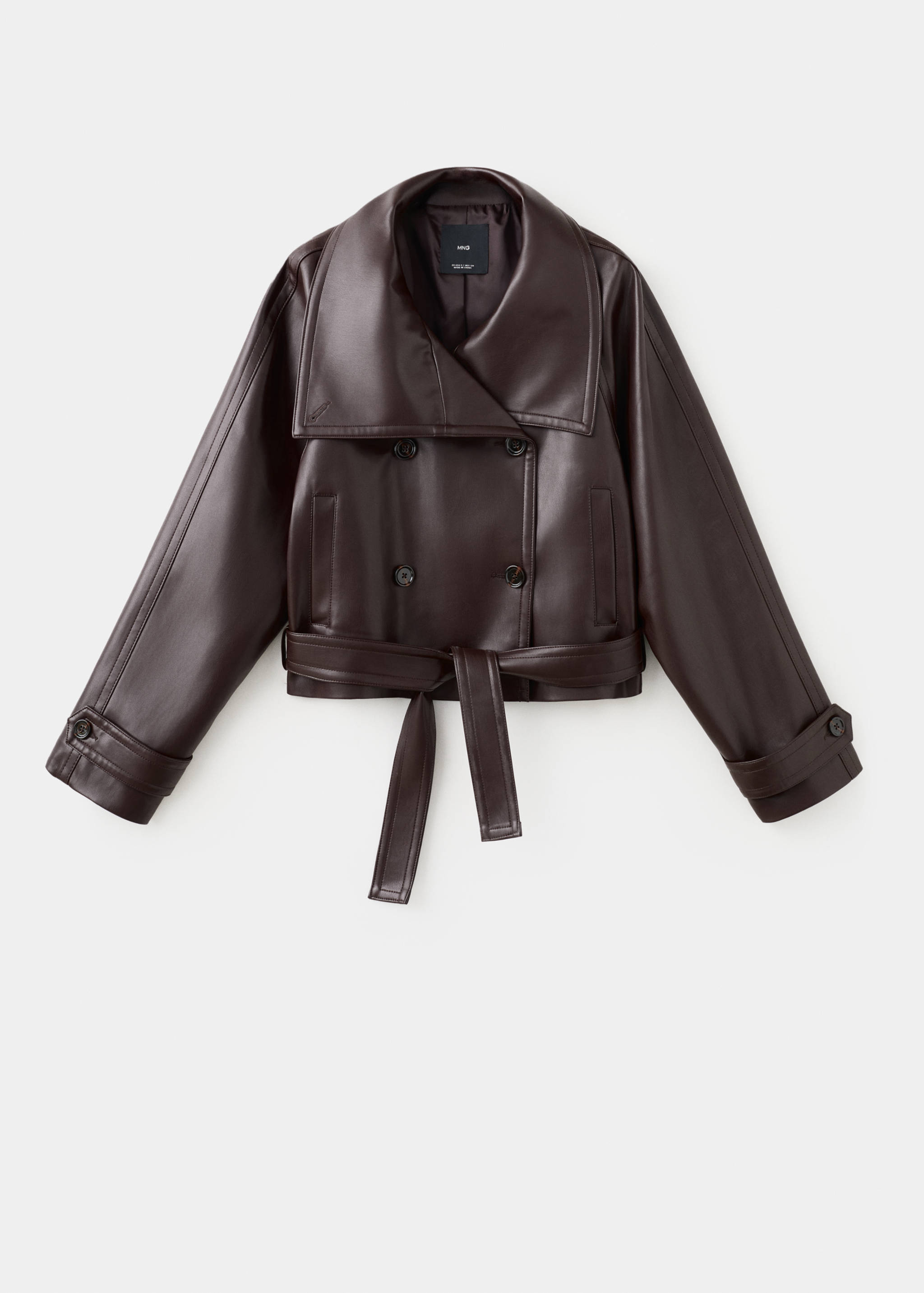 Faux-leather jacket with maxi lapels - Article without model