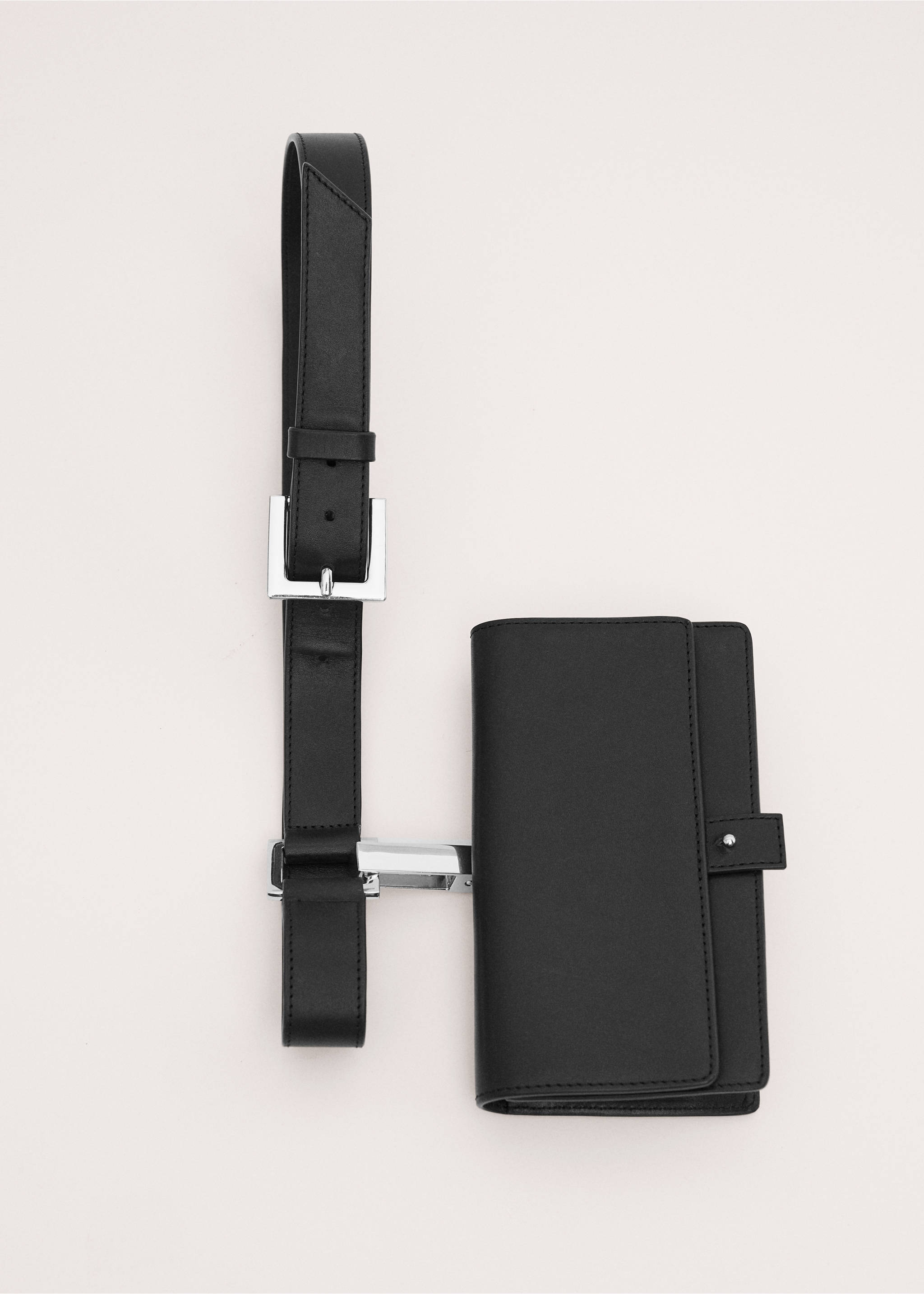Ремень из 100% натуральной кожи со съемным кошельком - Деталь изделия 4, Черный. Ref: 27074443-00.