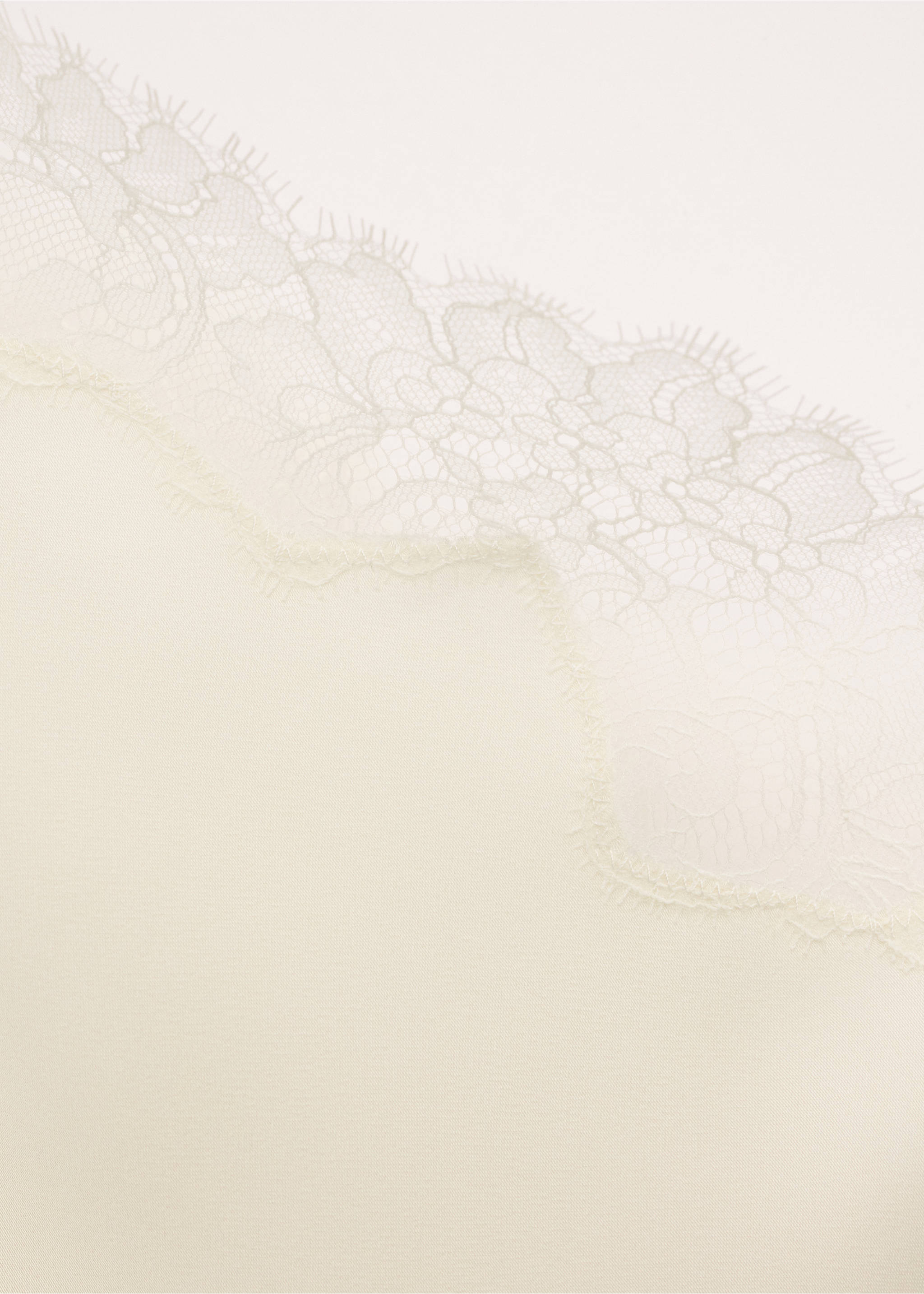 Asymmetric satin lace top - Details of the article 0, Ecru. Ref: 27074446-00.