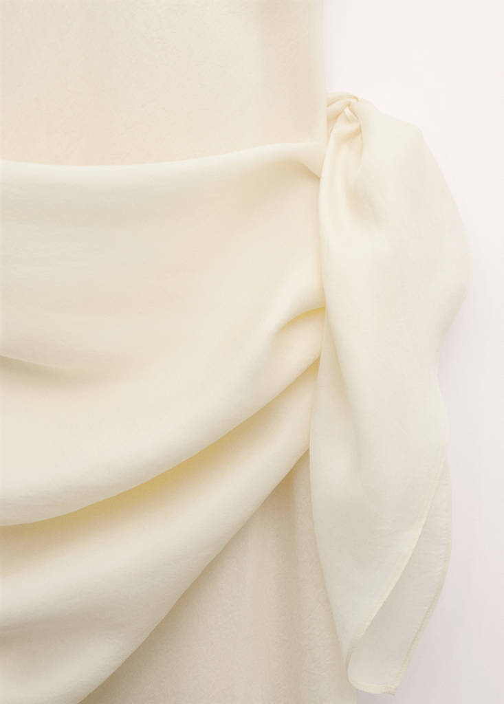 Lyocell dress with scarf detail — Ecru