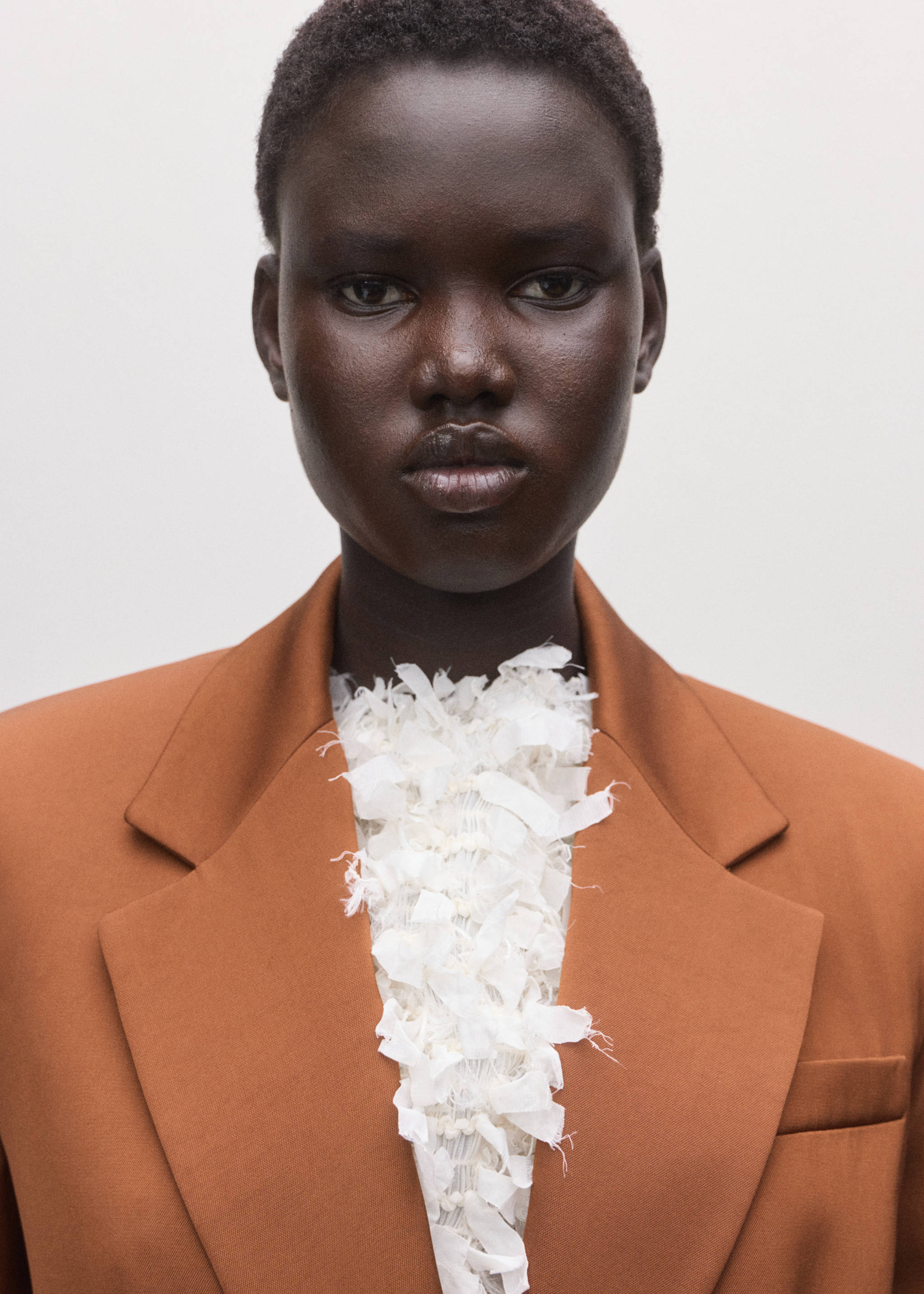 Double-breasted suit jacket - Details of the article 1, Cognac. Ref: 27074448-00.