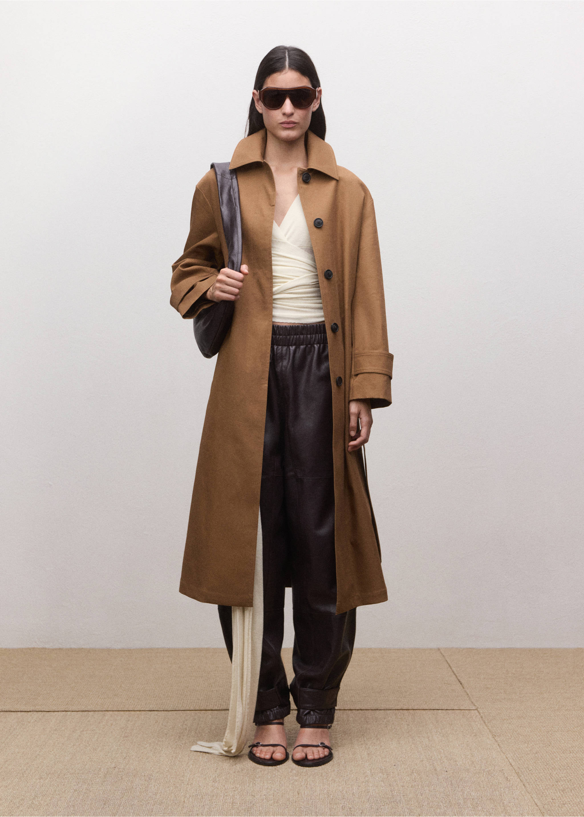 Wrap waist wool top - General plane, Ecru. Ref: 27074449-00.