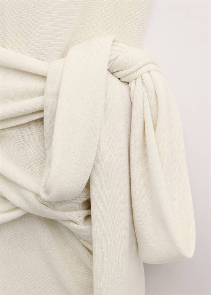 Wrap waist wool top — Ecru