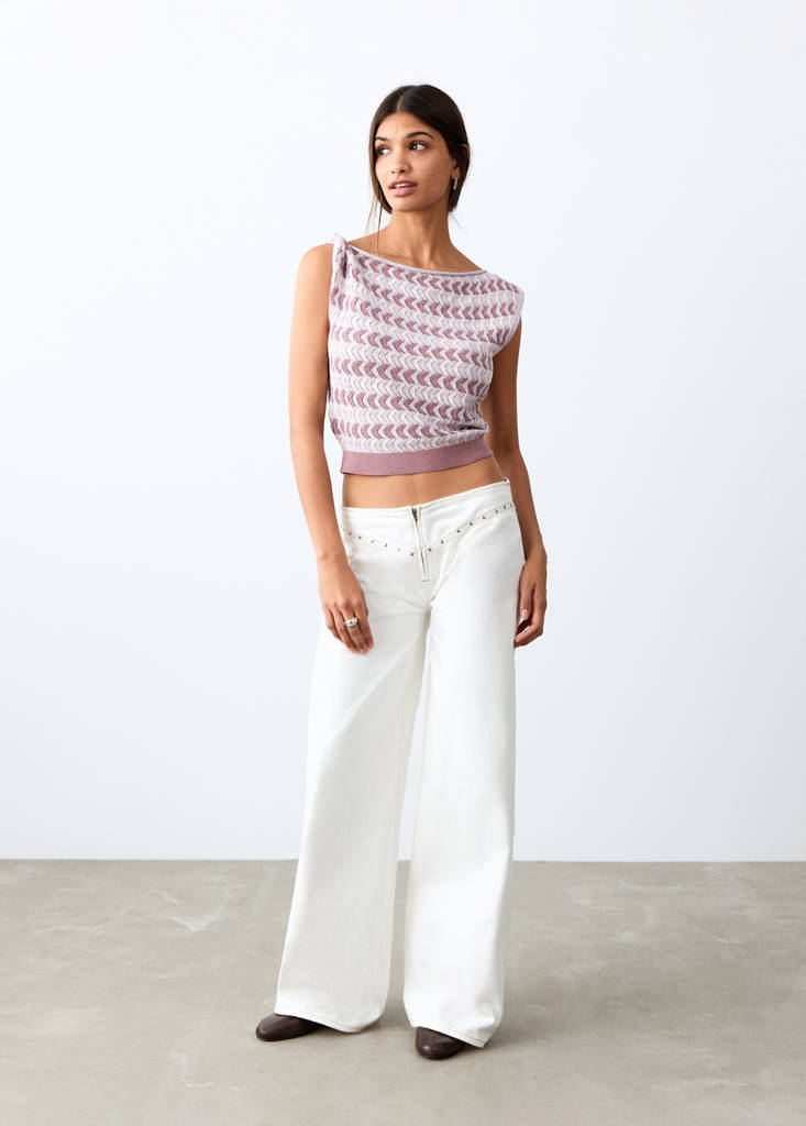 Mixed colour knitted top — Pink