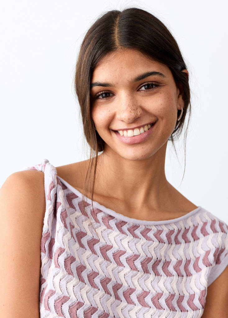 Mixed colour knitted top — Pink