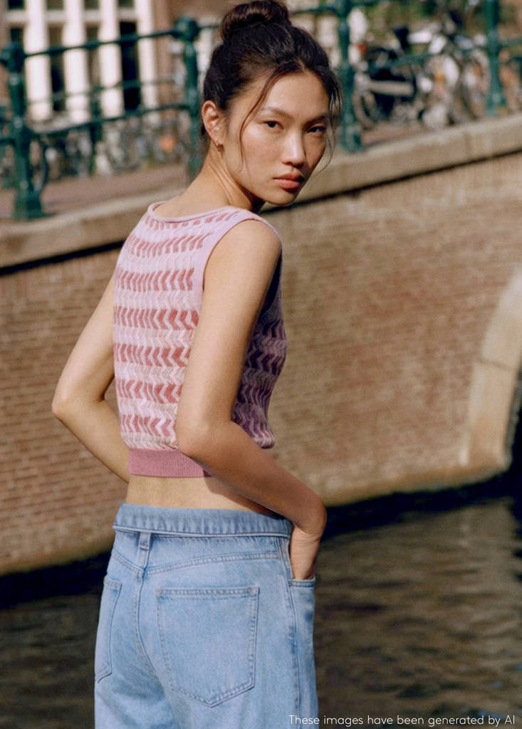 Mixed colour knitted top — Pink
