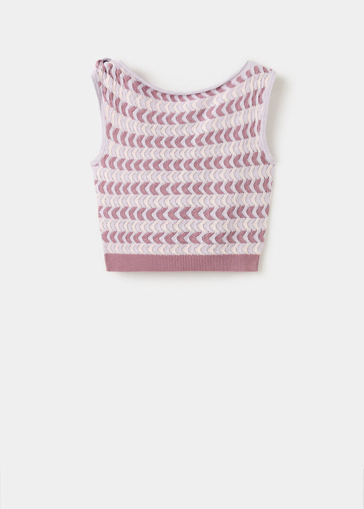 Mixed colour knitted top — Pink