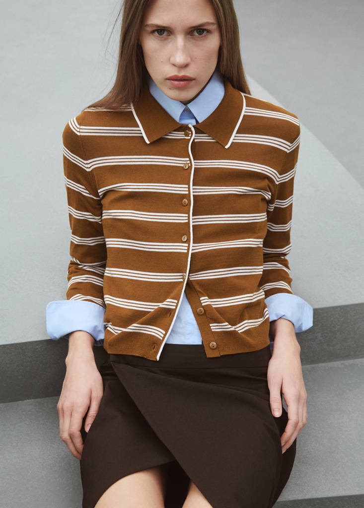 Cardigan with shirt collar