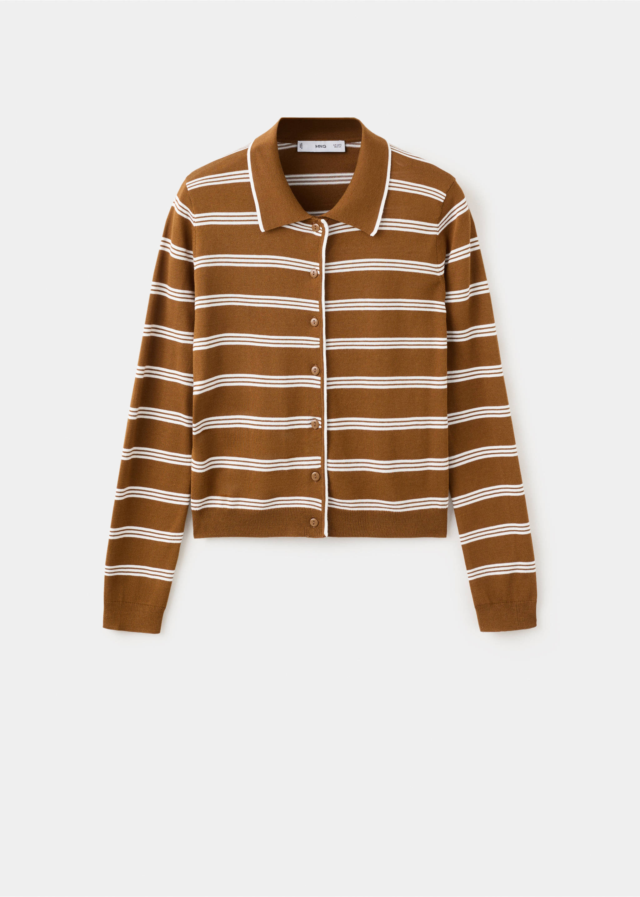Cardigan with shirt collar - Article without model, Caramel. Ref: 27074773-00.